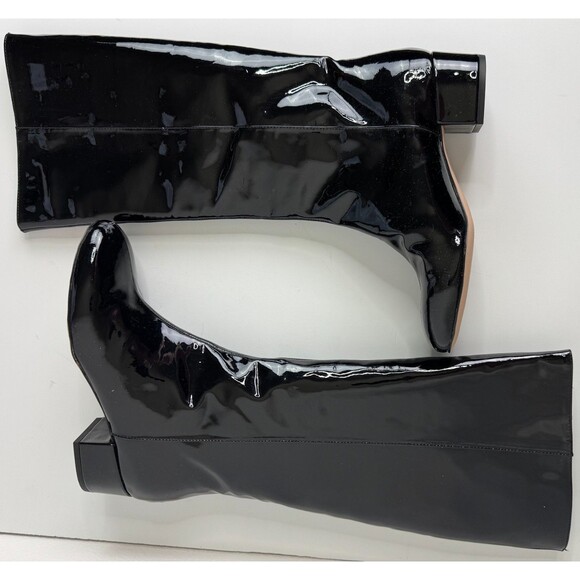 J.Crew Size 8M Italian Leather Knee High Boots Black Patent Leather Glossy NWB - Picture 4 of 13